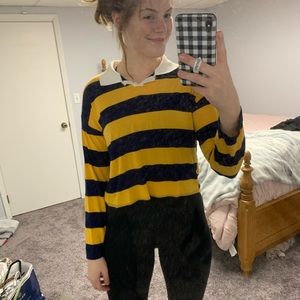 Striped collared crop top